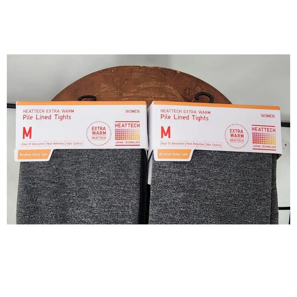 NEW NWT  HeatTech Women's Extra‎ Warm Pile Lined Footed Tights Grey Medium Lot